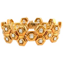 Tiffany & Co. Gold and Diamond Honeycomb Bracelet and Pendant