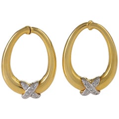 Vintage Tiffany & Co. Gold and Diamond Hoop Earrings