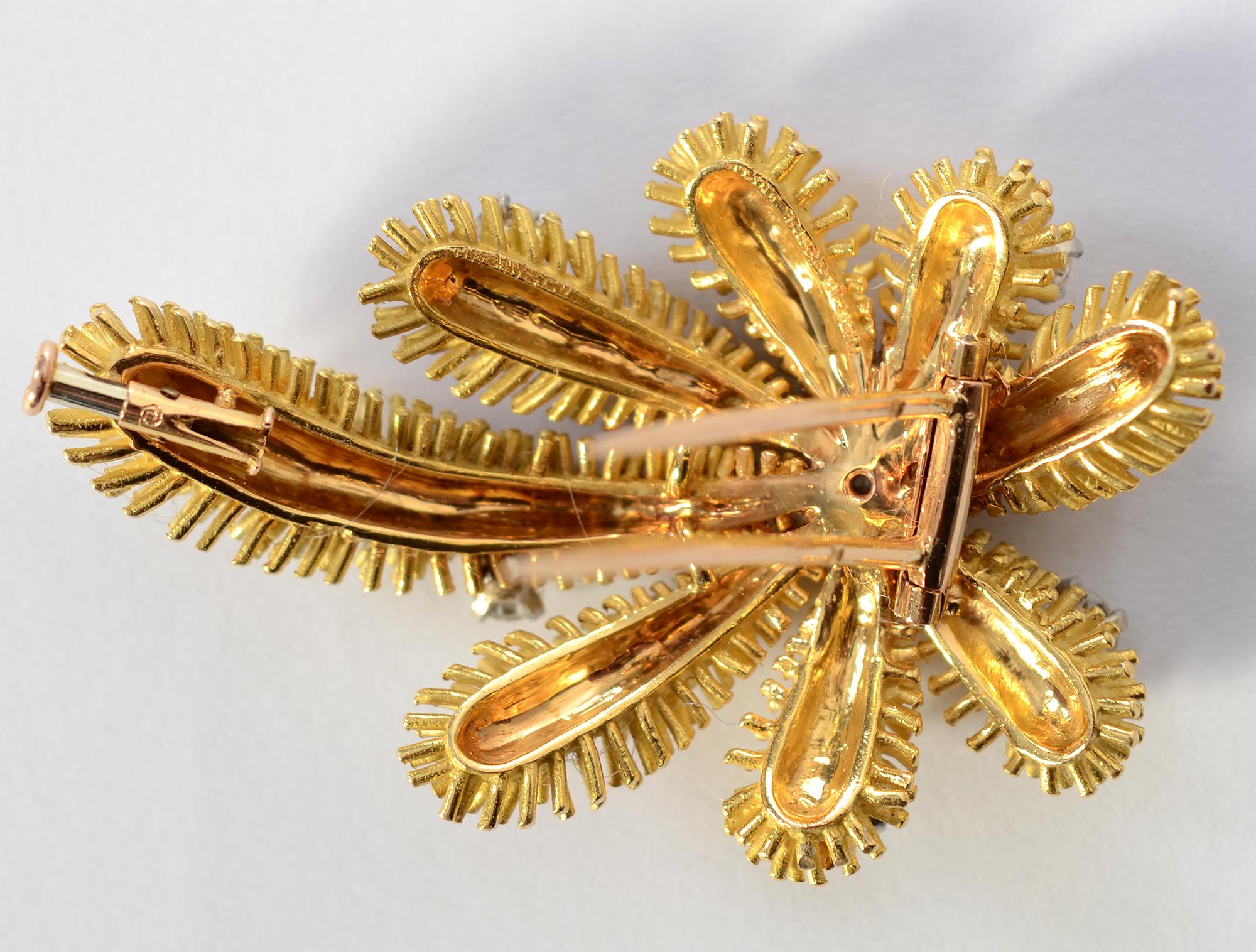 Women's or Men's Tiffany & Co. Gold and Diamond Palm Tree Brooch