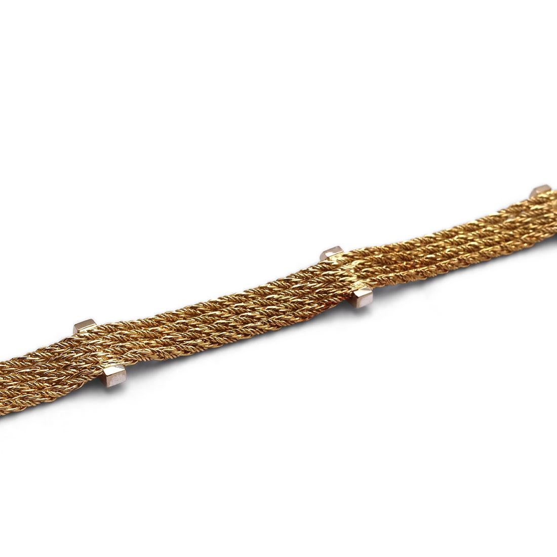 Tiffany & Co. Gold and Diamond Woven Bracelet In Excellent Condition In New York, NY