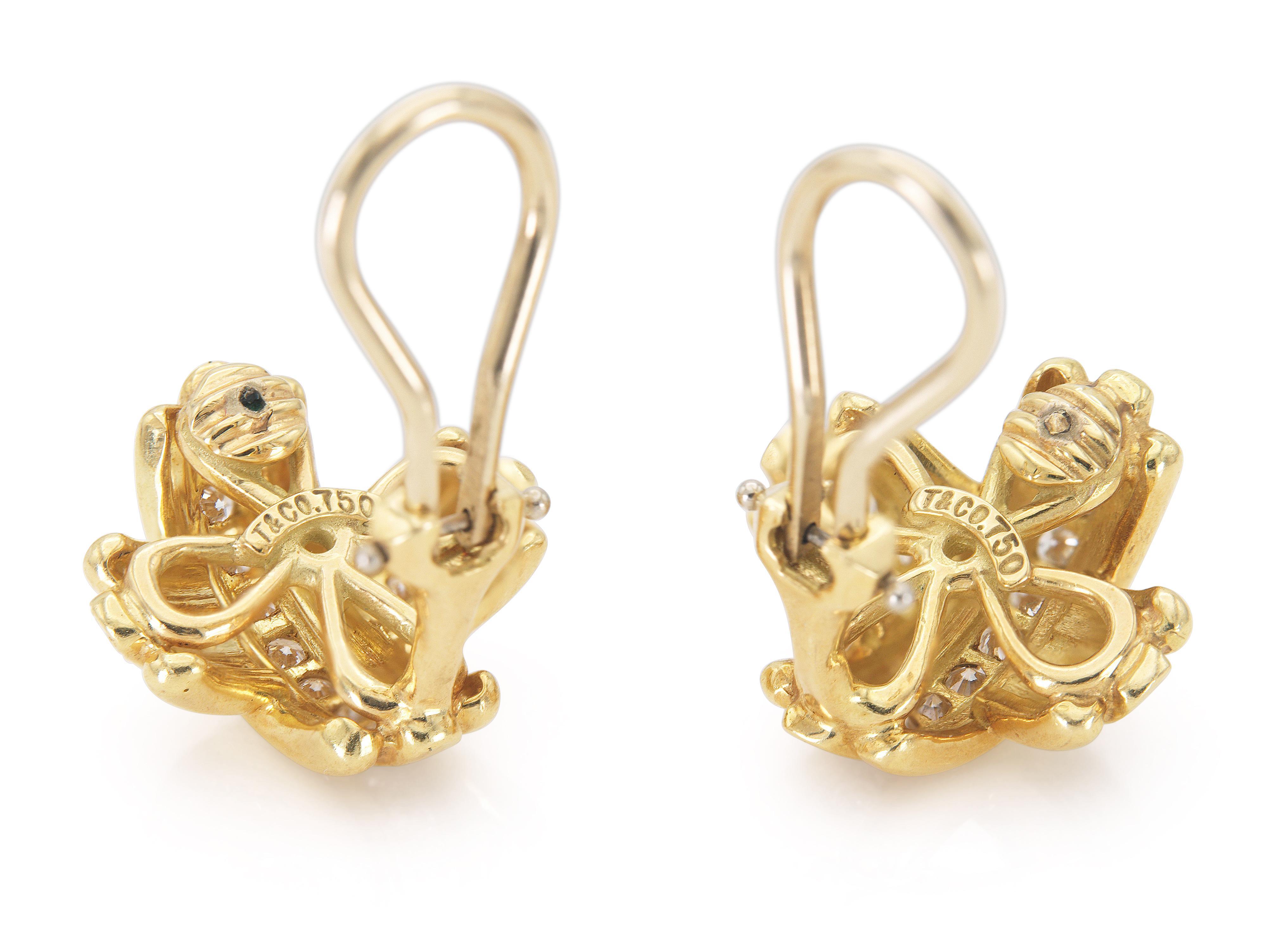 Tiffany & Co. Orecchini a X in oro e diamanti In condizioni buone in vendita a New York, NY