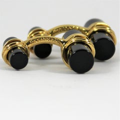 Tiffany & Co. 18K Yellow Gold and Double Baton Onyx Cufflinks