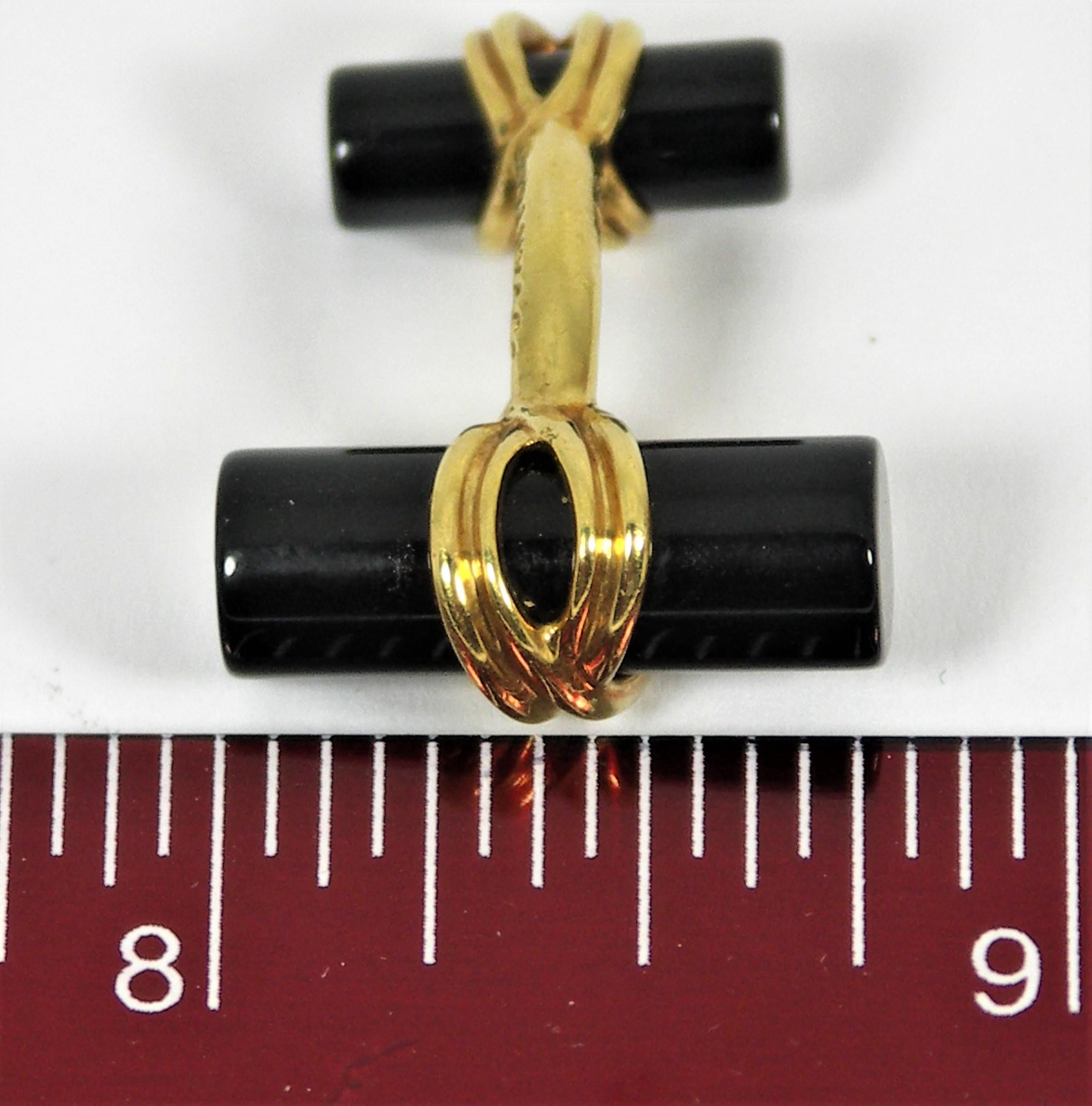 Tiffany & Co. Gold and Double Baton Onyx Cufflinks For Sale 1