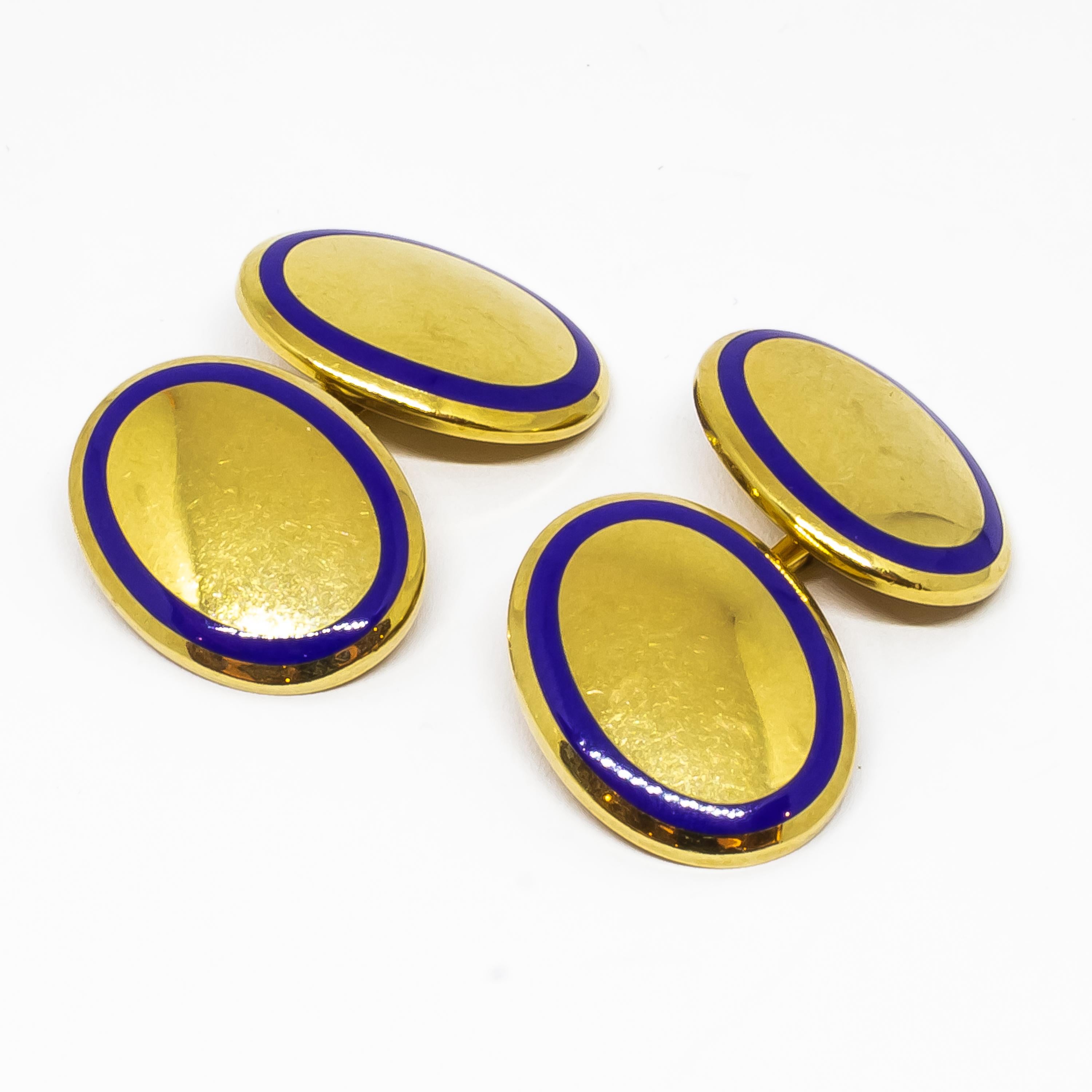 Tiffany & Co. Gold and Enamel Cufflinks In Good Condition For Sale In London, GB