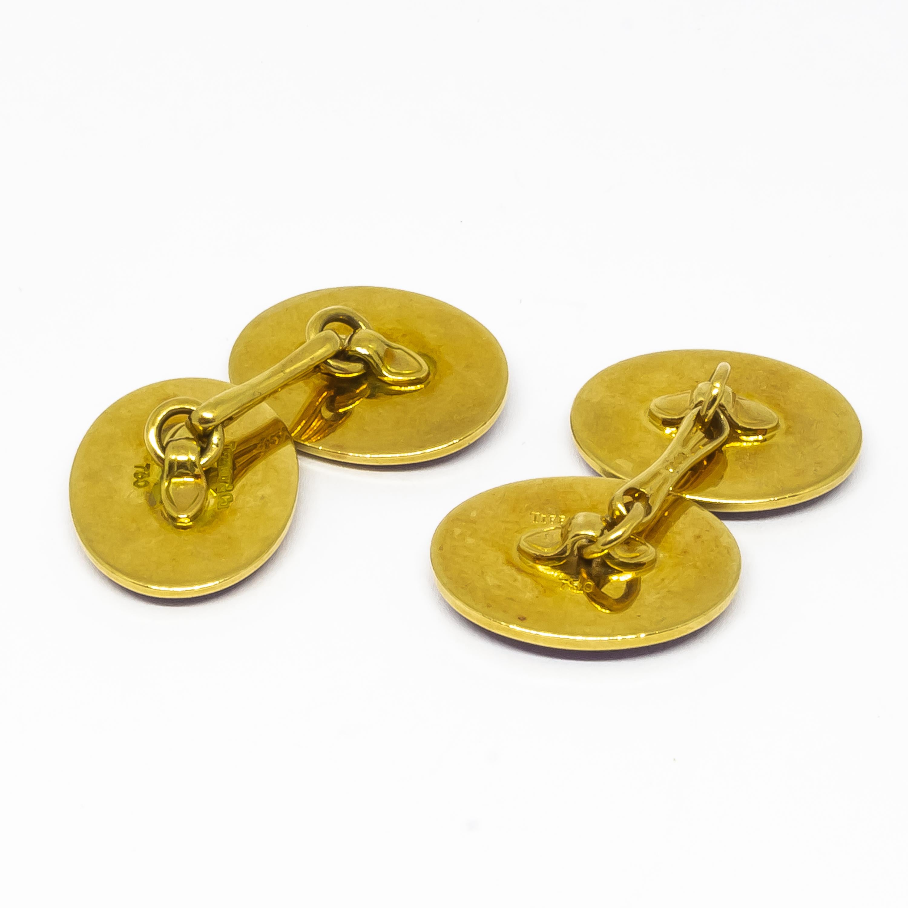 Men's Tiffany & Co. Gold and Enamel Cufflinks For Sale