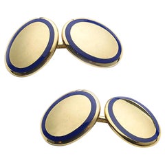 Retro Tiffany & Co. Gold and Enamel Cufflinks