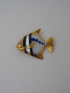 Tiffany & Co. Fischbrosche aus Gold und Perlmutt