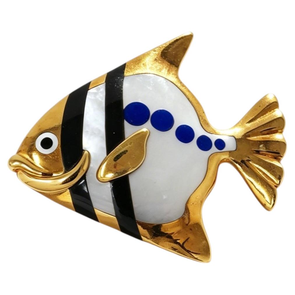 Tiffany & Co. Spilla a forma di pesce in oro e madreperla