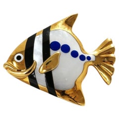 Tiffany & Co. Spilla a forma di pesce in oro e madreperla