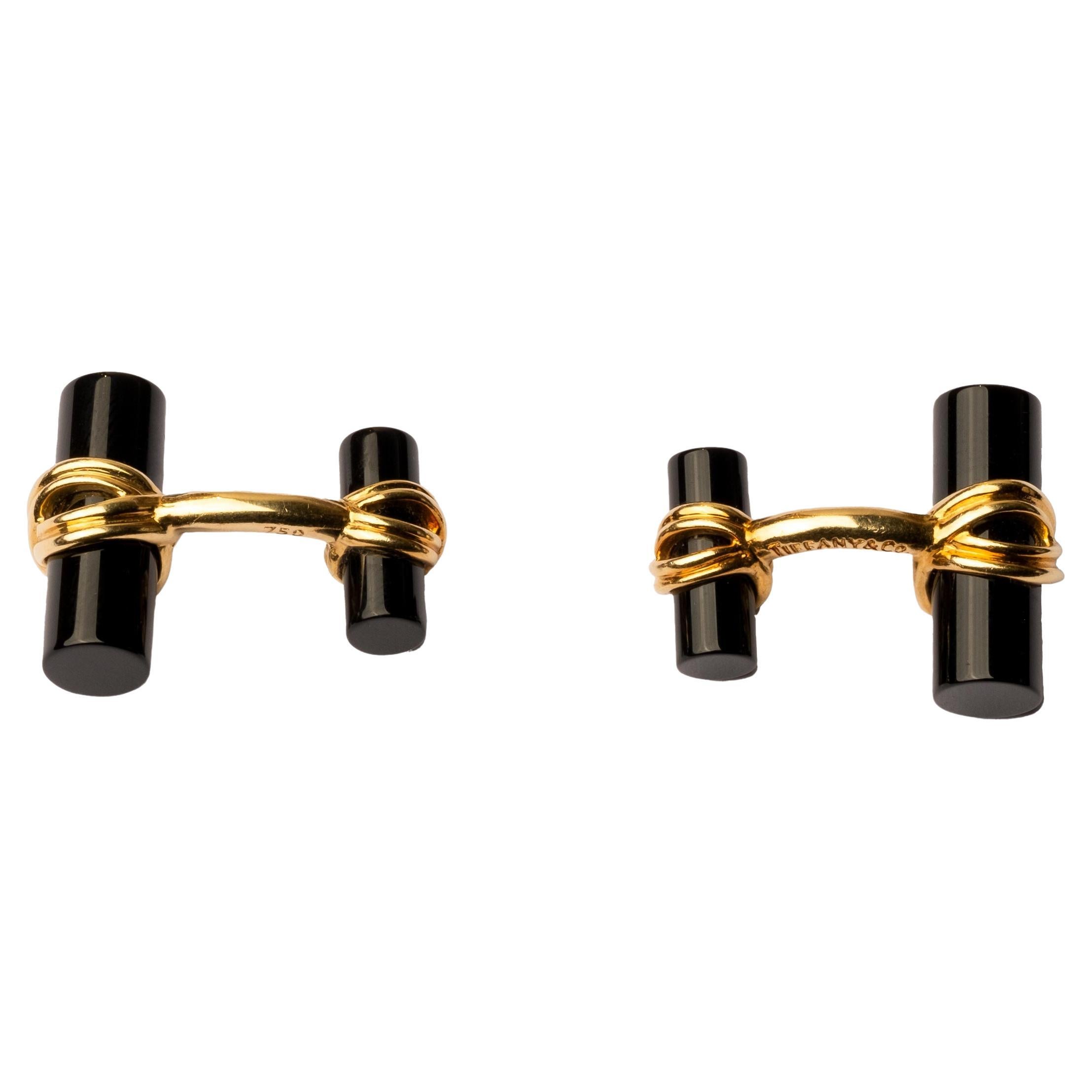 Tiffany & Co. Gold und Onyx Manschettenknöpfe