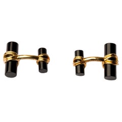 Tiffany & Co. Boutons de manchette or et onyx