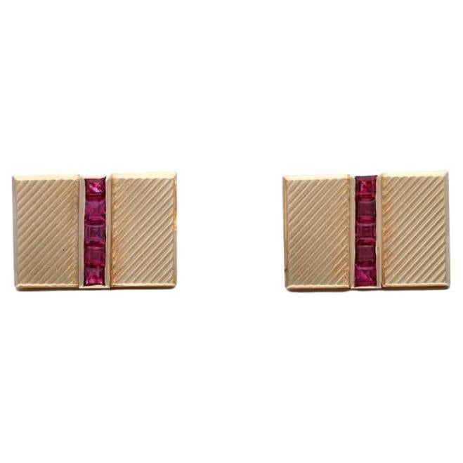 Tiffany & Co Gold and Ruby Cufflinks  For Sale