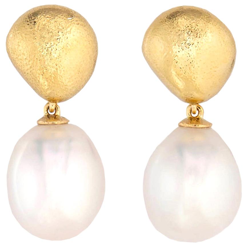 Tiffany & Co. Gold and South Sea Pearl Drop Earrings