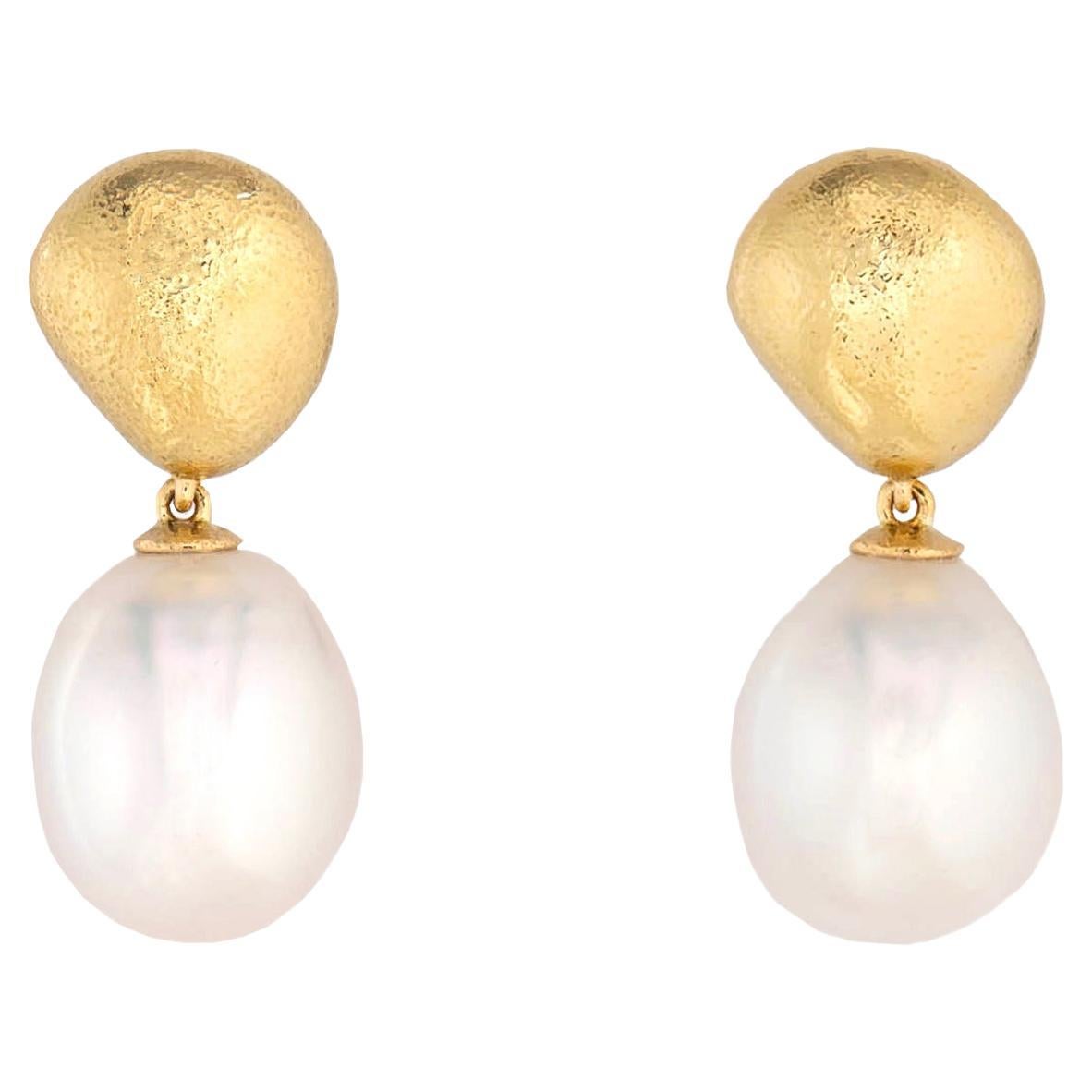 Tiffany & Co. Gold and South Sea Pearl Drop Earrings