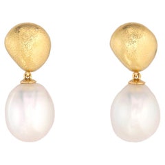 Tiffany & Co. Gold and South Sea Pearl Drop Earrings