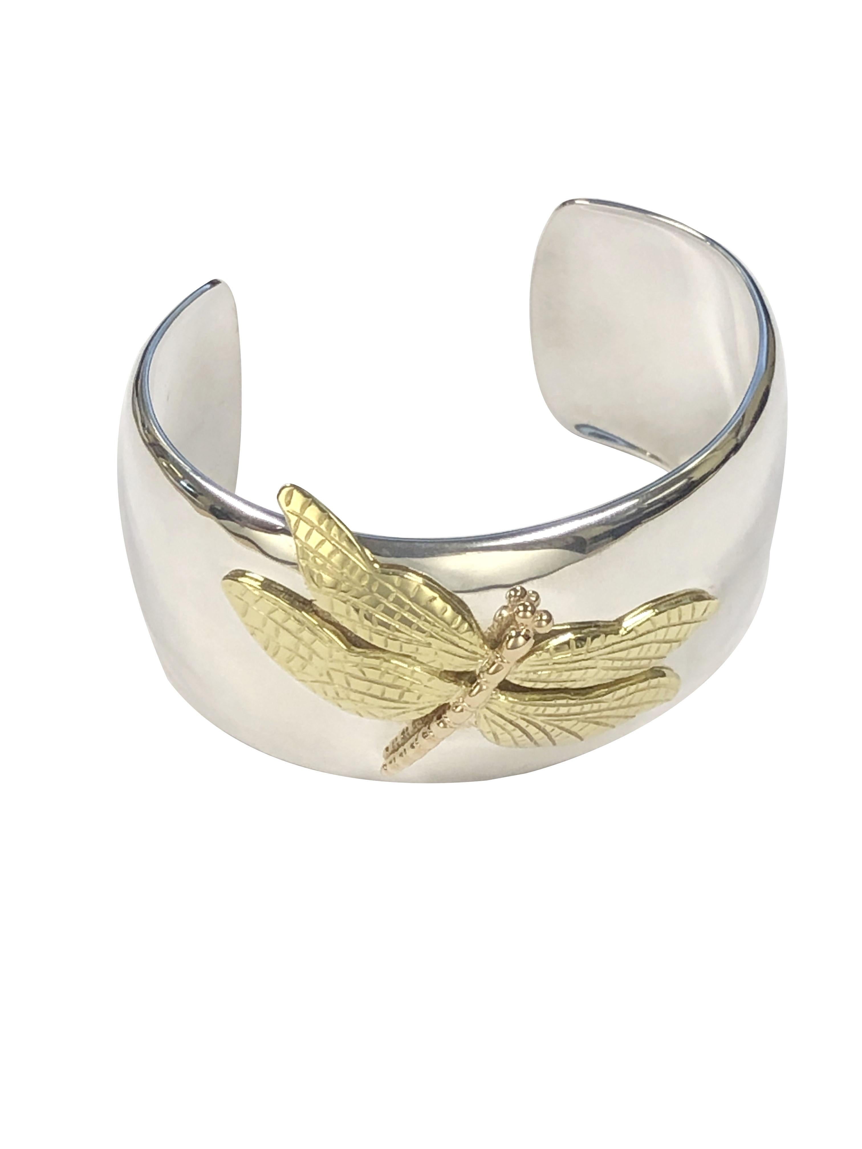 Tiffany & Co. Bracelet manchette libellule en or et argent Excellent état - En vente à Chicago, IL