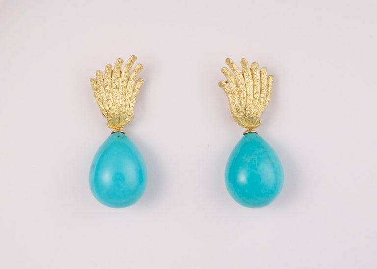 Tiffany and Co. Gold and Turquoise Drop Earrings at 1stDibs