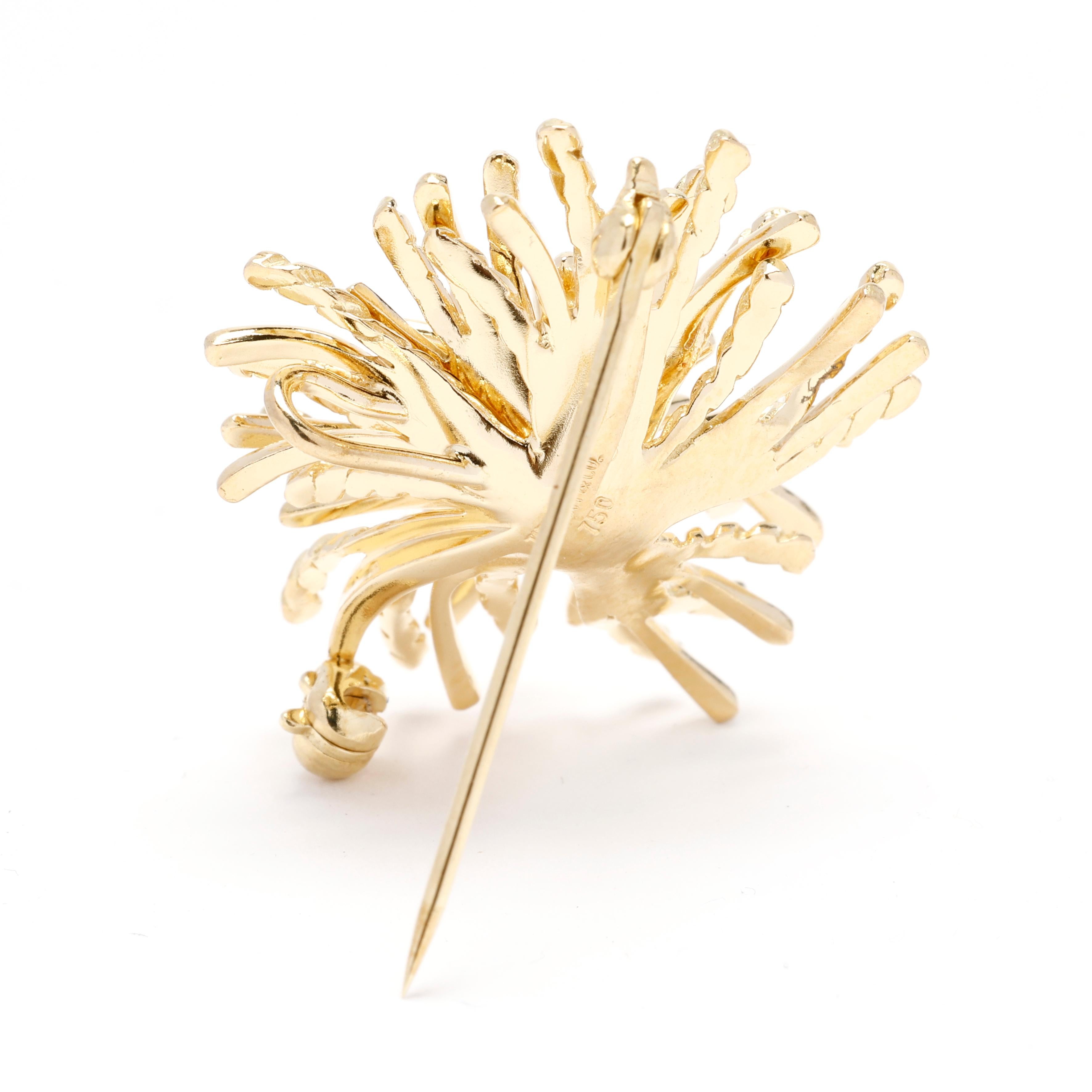 Tiffany & Co. Gold Anemone Brooch, 18k Yellow Gold, Statement Designer Piece  In Good Condition For Sale In McLeansville, NC