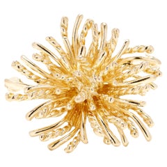 Antique Tiffany & Co. Gold Anemone Brooch, 18k Yellow Gold, Statement Designer Piece 