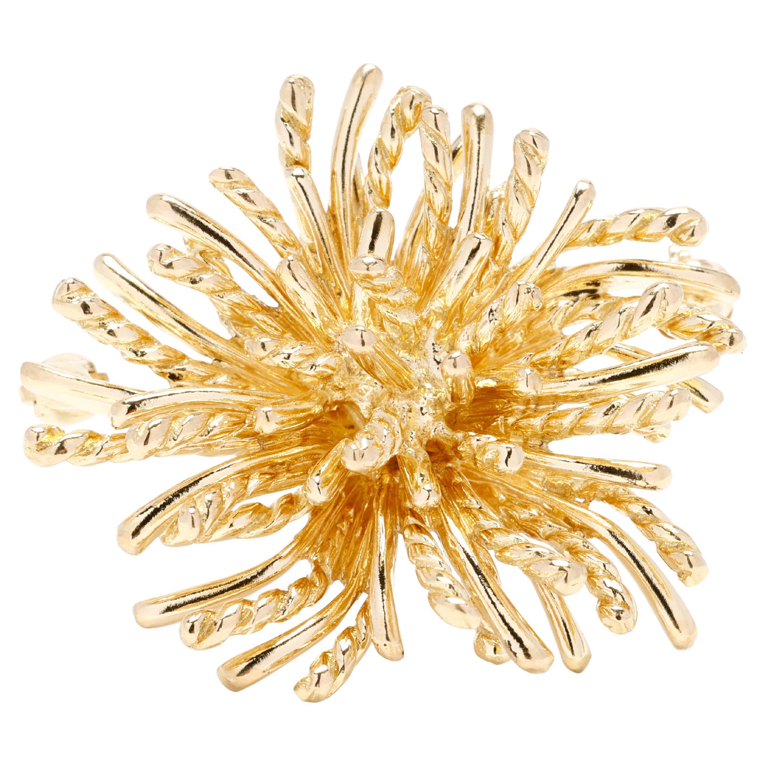 Tiffany & Co. Gold Anemone Brooch, 18k Yellow Gold, Statement Designer Piece