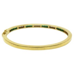 Tiffany & Co. Gold Bangle Green Emerald Diamond Gold Bracelet