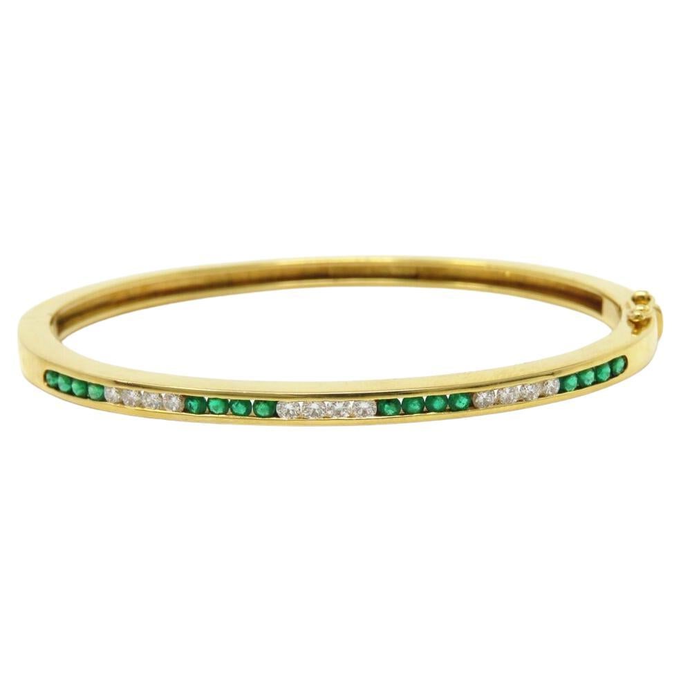 Tiffany & Co. Gold Bangle Green Emerald Diamond Gold Bracelet