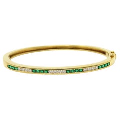 Tiffany & Co. Gold Bangle Green Emerald Diamond Gold Bracelet