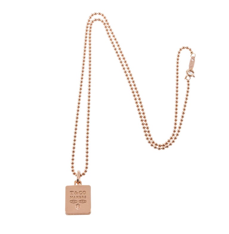 Tiffany and Co Gold Bar Ball Chain Necklace Pendant For Sale at 1stDibs