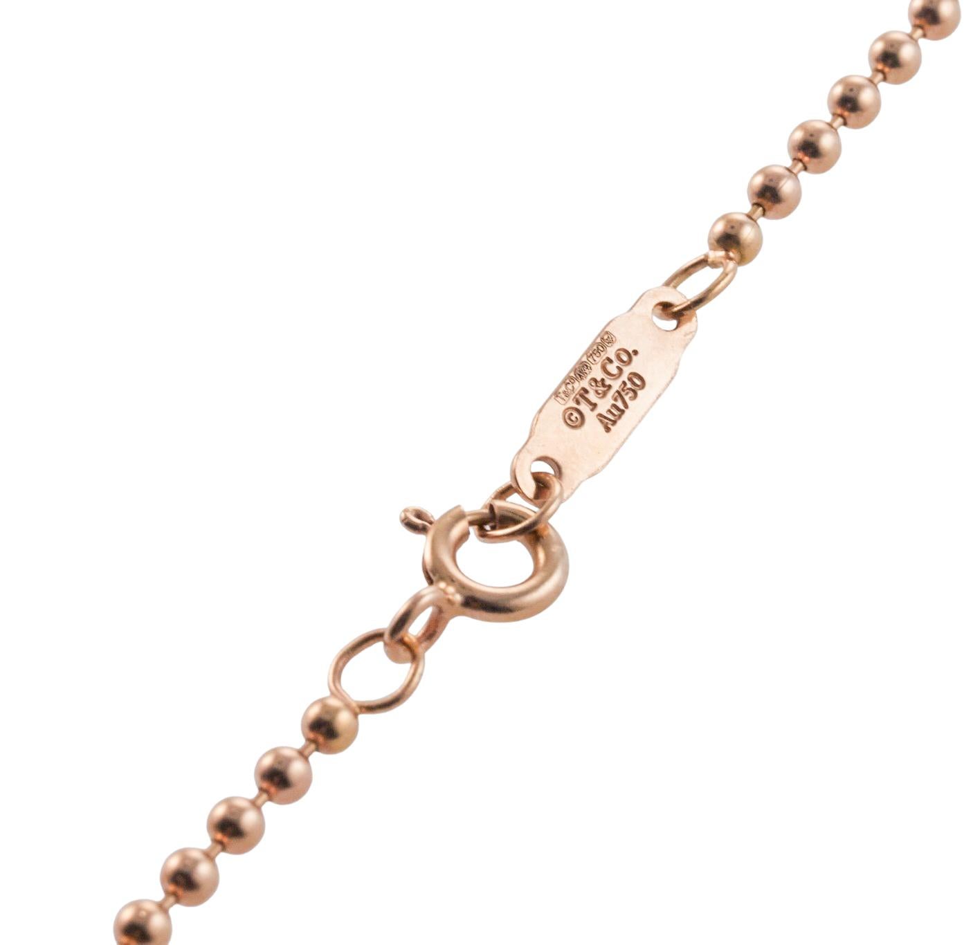 Tiffany & Co Gold Bar Ball Chain Necklace Pendant In Excellent Condition For Sale In New York, NY
