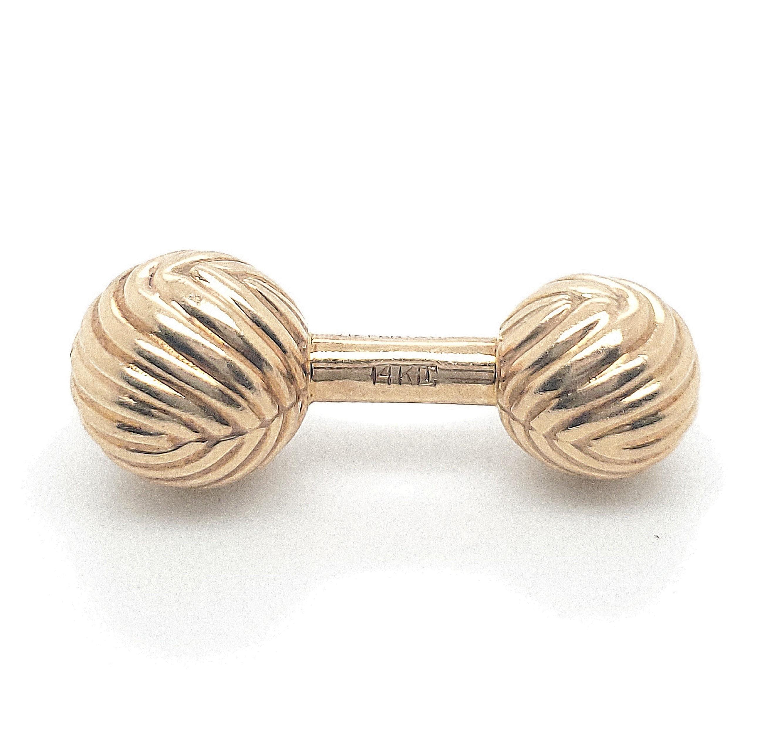Tiffany & Co. Gold Barbell Cufflinks In Excellent Condition In New York, NY