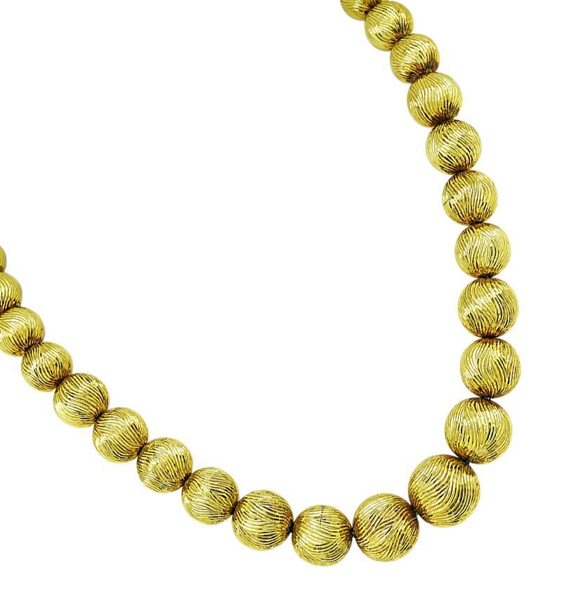 Tiffany & Co Gold Bead Necklace In Good Condition For Sale In New York, NY