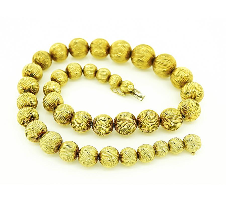 Tiffany & Co Gold Bead Necklace In Good Condition For Sale In New York, NY