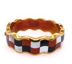 Tiffany & Co, Gold, Black Jade, Mother-of-Pearl and Jasper 'Checkboard' Bangle