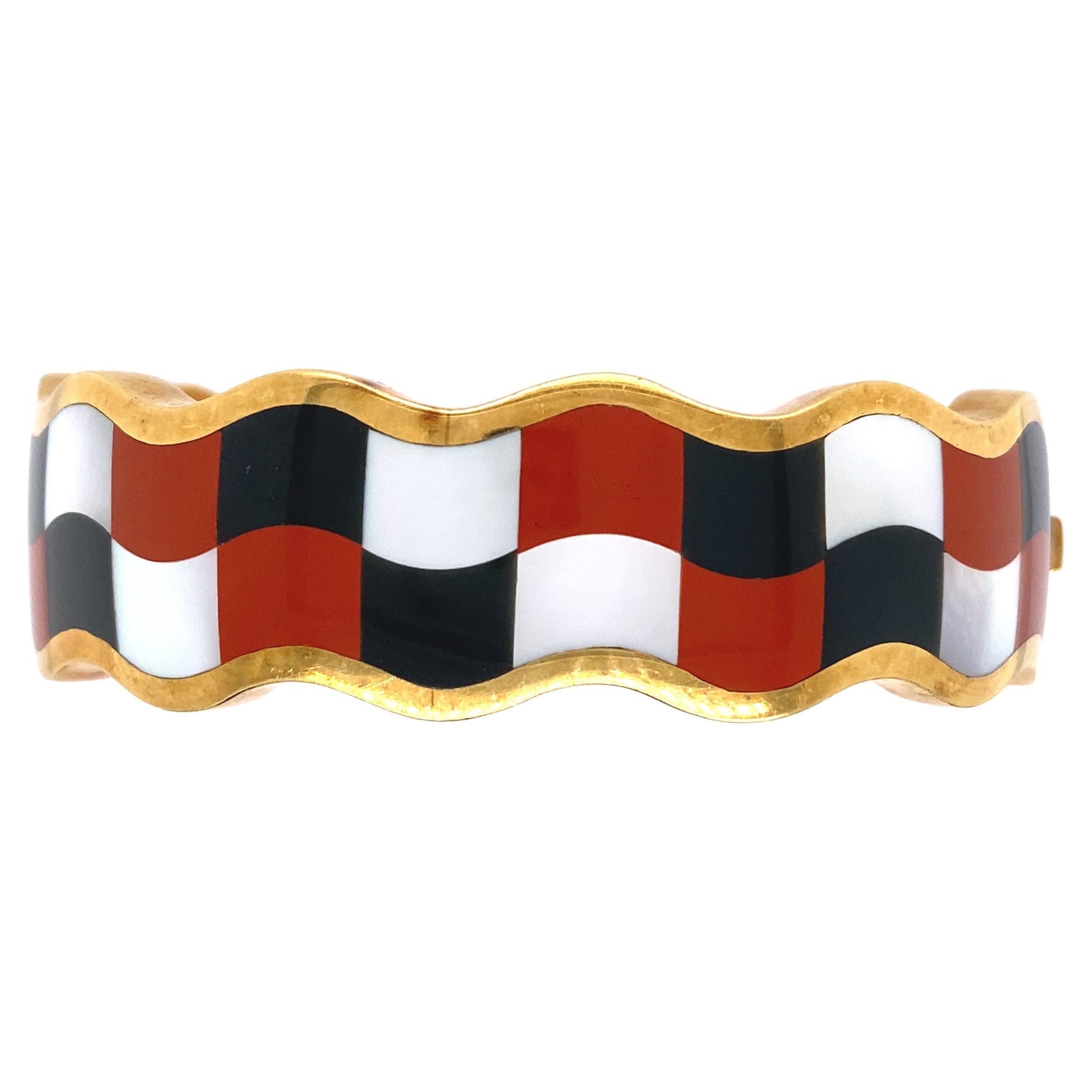 Tiffany 
Co, Gold, Black Jade, Mother-of-Pearl and Jasper 
Checkboard
 Bangle