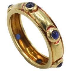 Tiffany & Co. Gold Blue Sapphire Cabochon Dome Band Ring