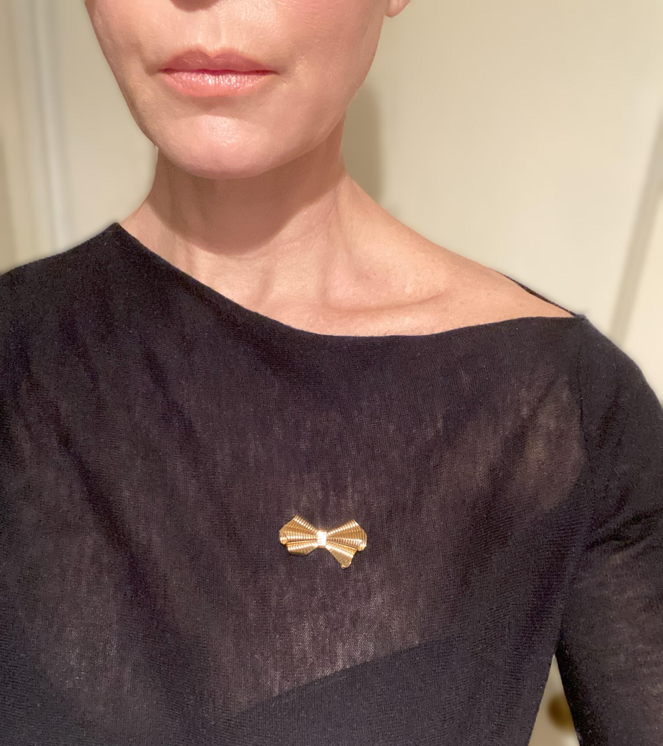Tiffany & Co. Gold Bow Brooch 2