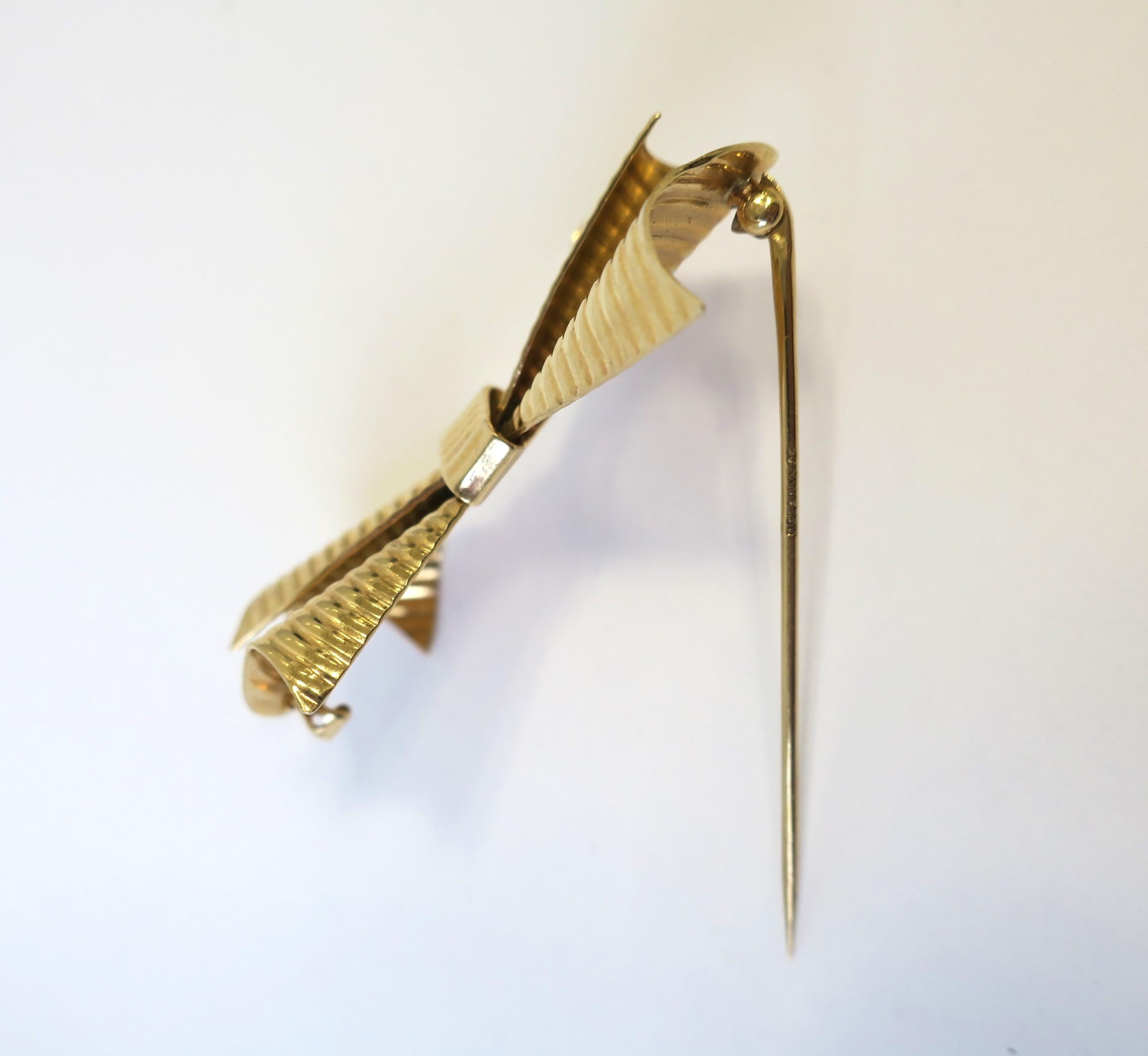 Tiffany & Co. Gold Bow Brooch For Sale 5