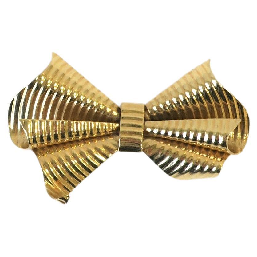 Tiffany & Co. Gold Bow Brooch For Sale