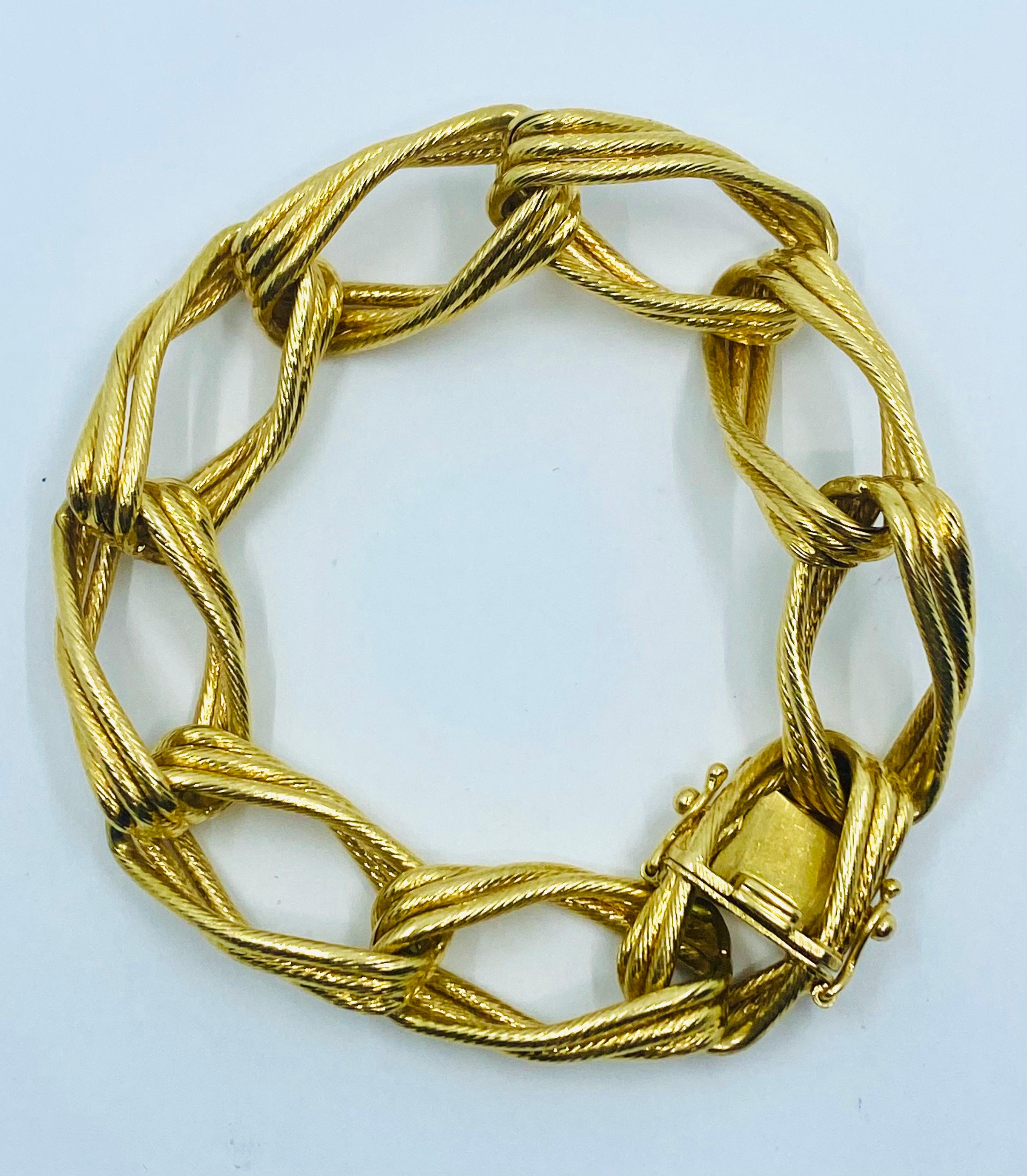 Tiffany & Co. Gold Bracelet Braided In Excellent Condition For Sale In Beverly Hills, CA