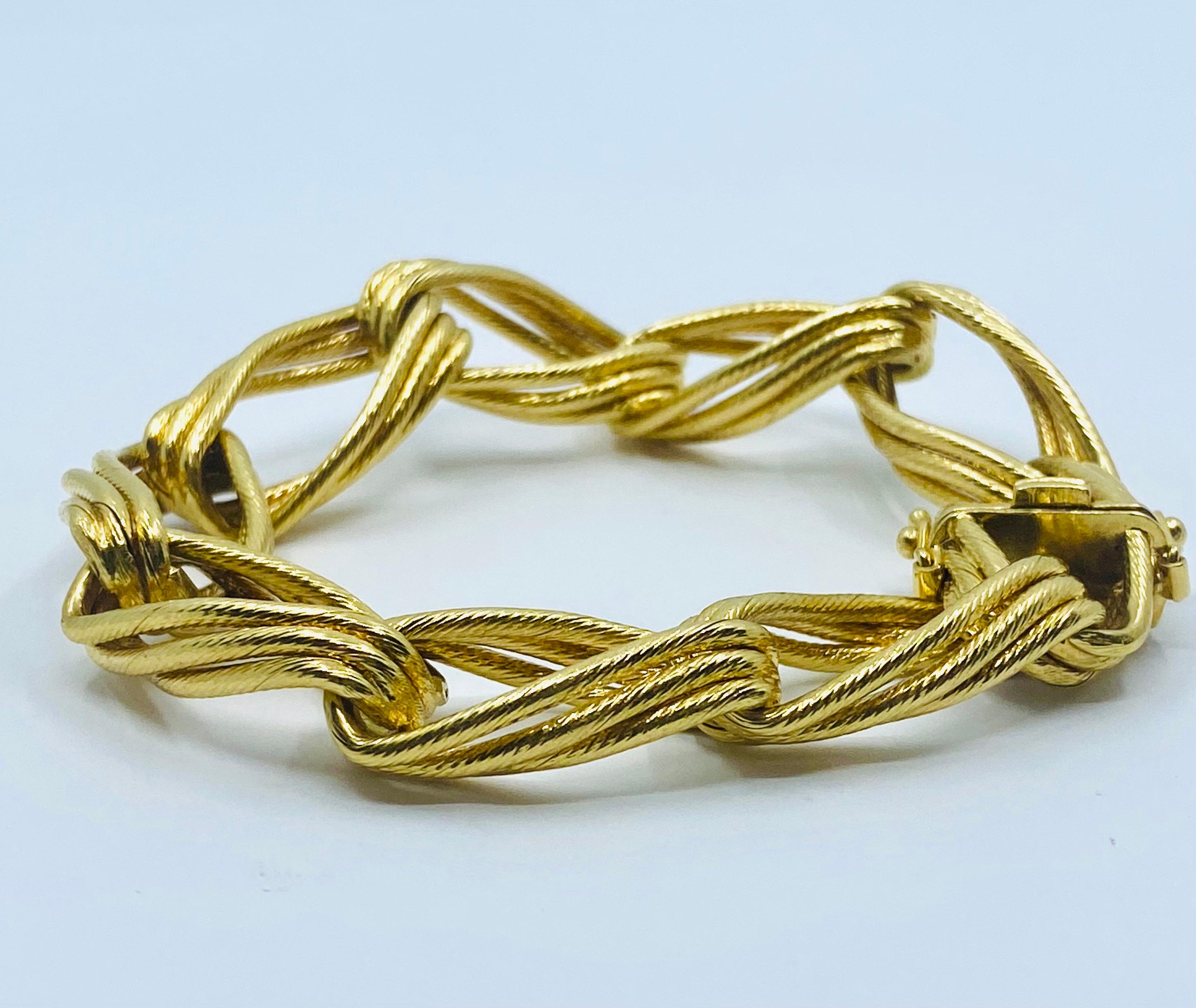 Women's or Men's Tiffany & Co. Gold Bracelet Braided For Sale
