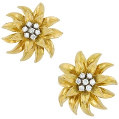 Tiffany & Co. Gold Chrysanthemum Earrings