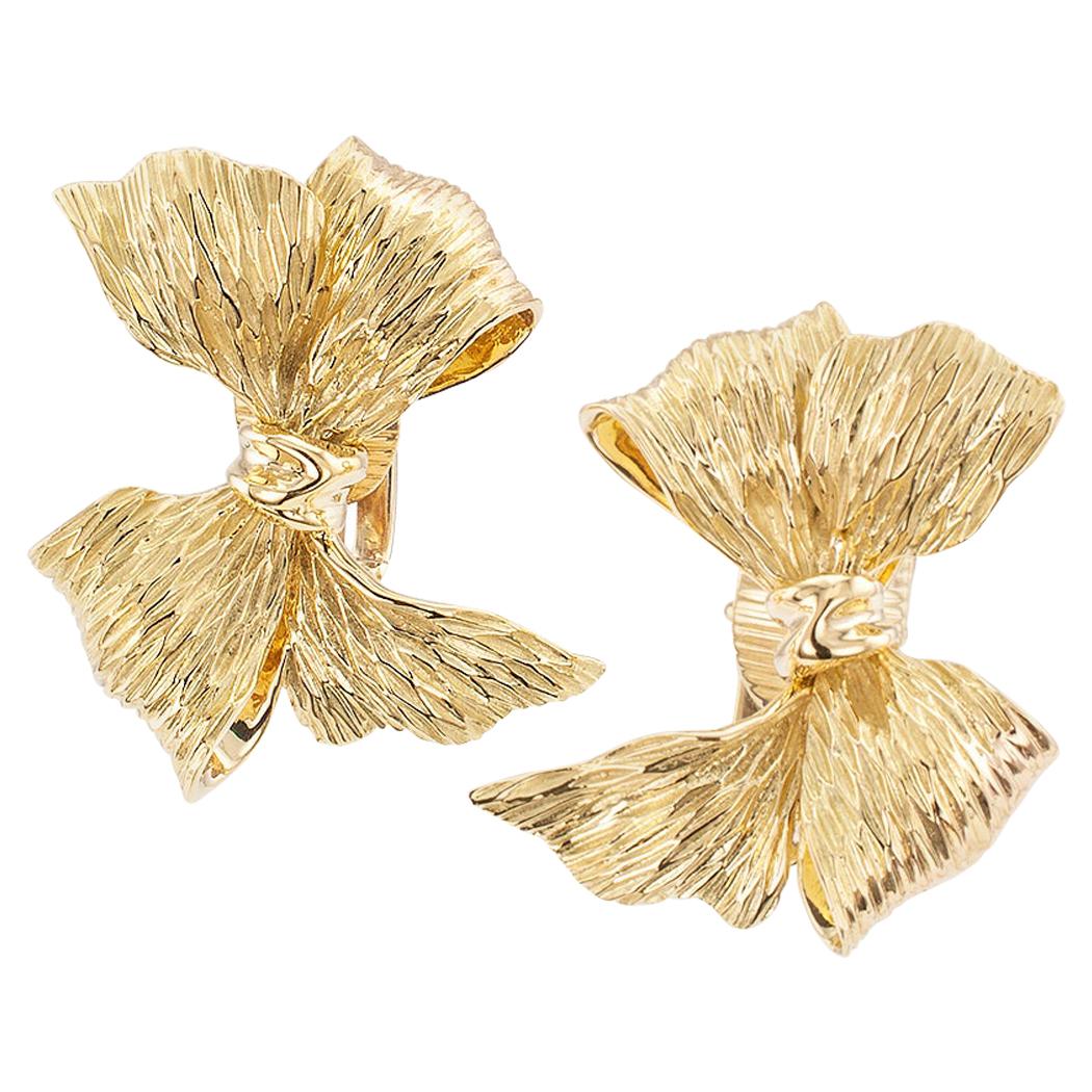 Tiffany & Co. Gold Clip On Bow Earrings