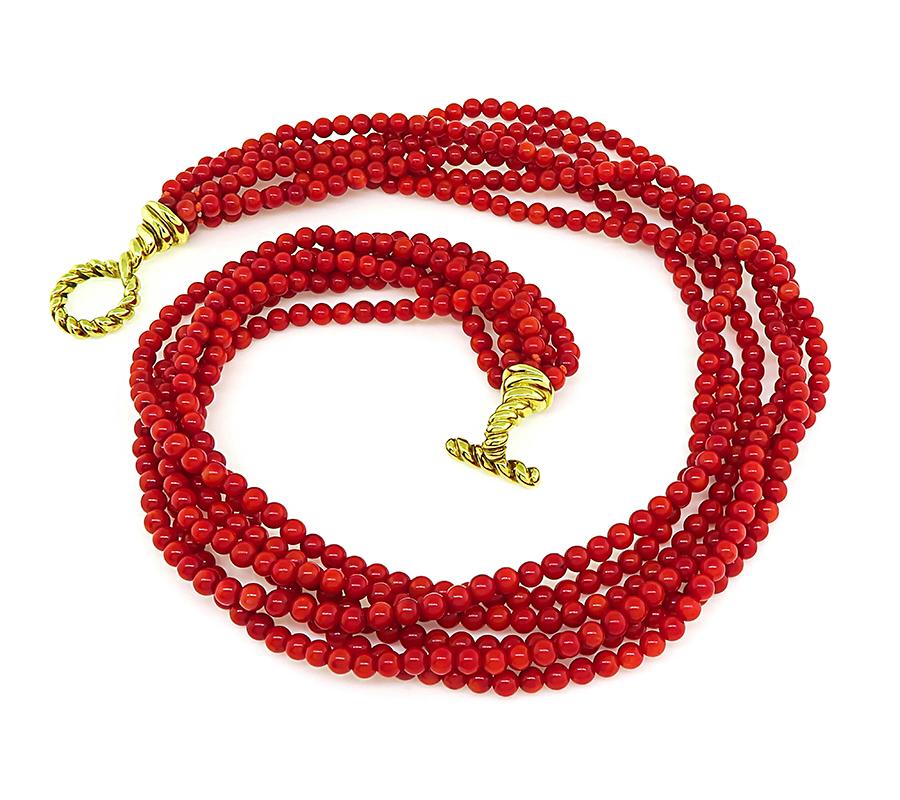 Bead Tiffany & Co Gold Coral Necklace For Sale