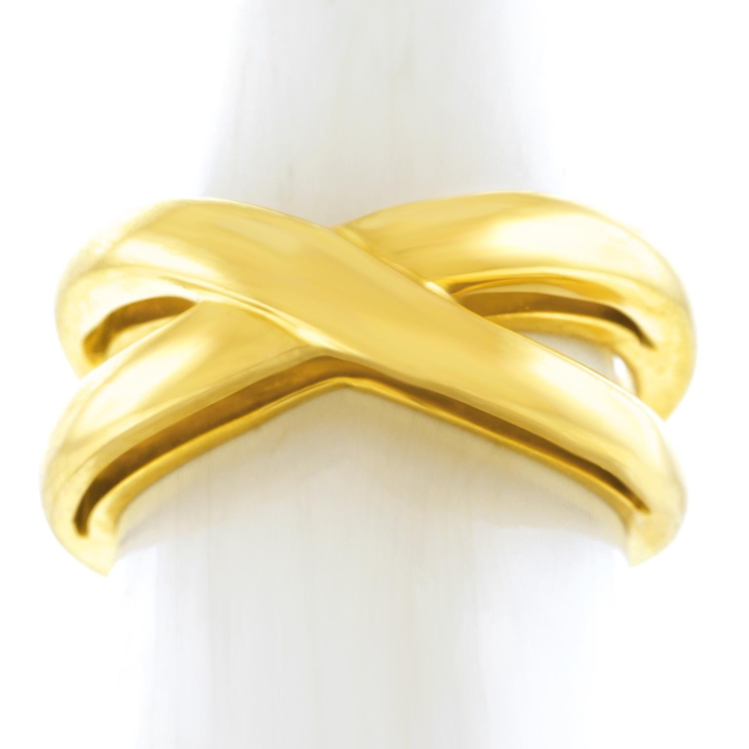 Tiffany & Co. Gold Cross Over Ring In Excellent Condition In Litchfield, CT