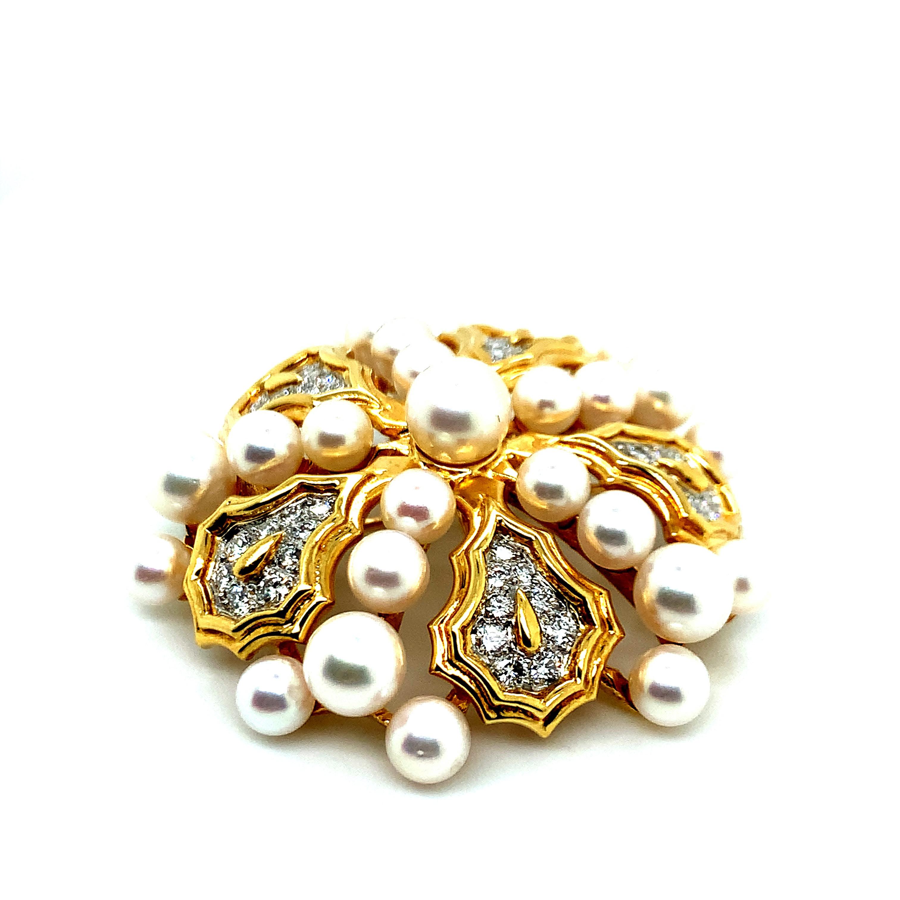 Women's Tiffany & Co. Gold Diamond and Pearl Brooch