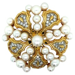 Tiffany & Co. Gold Diamond and Pearl Brooch
