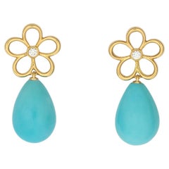 Tiffany & Co. Gold Diamond and Turquoise Earrings