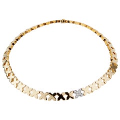 Retro Tiffany & Co. Gold Diamond X Choker Necklace