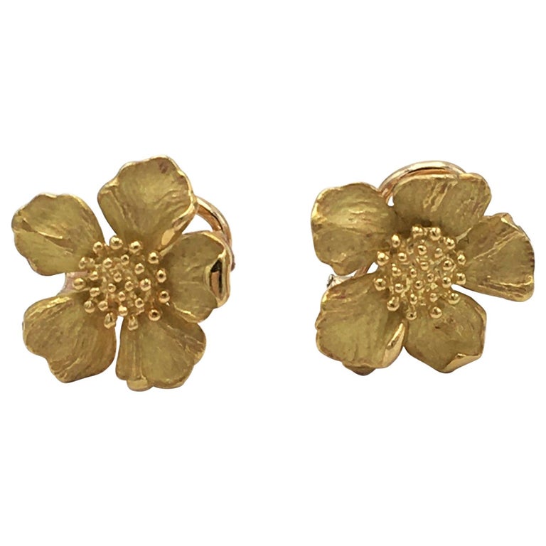Tiffany and Co. Gold Dogwood Flower Earrings at 1stDibs tiffany