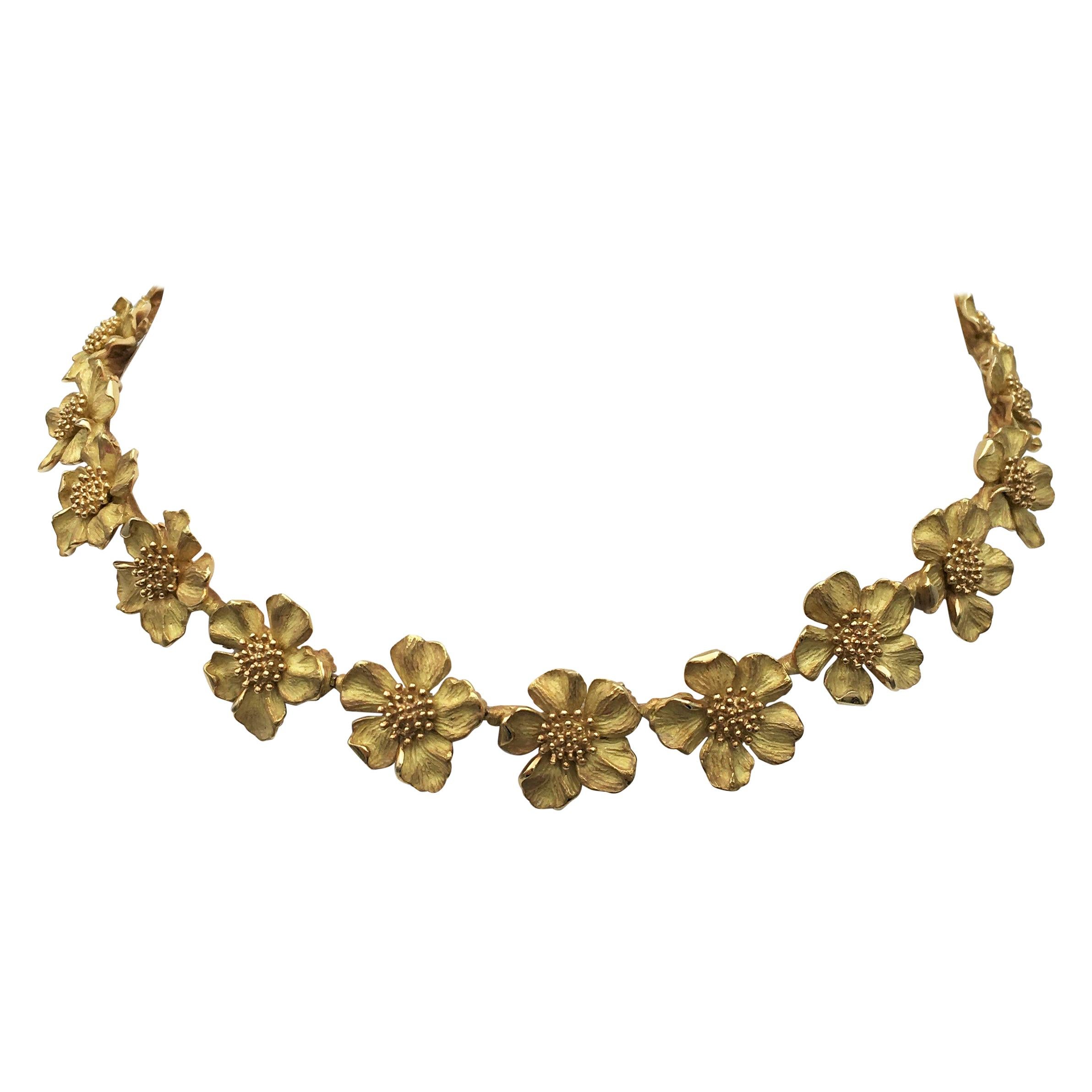 Tiffany & Co. Gold Dogwood Flower Necklace